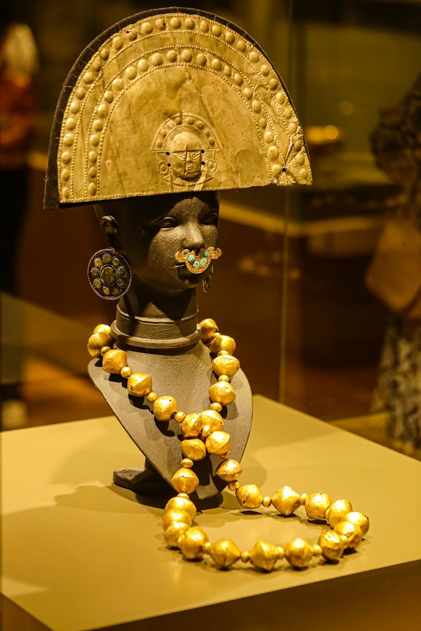 ancient golden hat and necklace